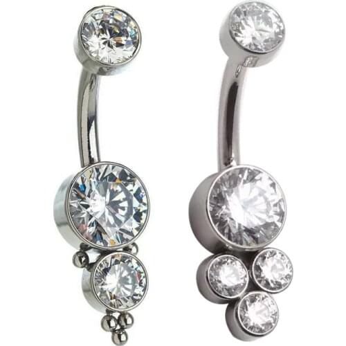 G23 Titanium Belly Rings Barbell Dangle Navel Rings Piercing Jewelry Double Premium Gem Luxury Women Girls Belly Button Rings