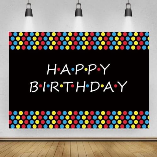 Red Yellow Blue Dots Happy Birthday Banner Photo Background Newborn Baby Kids Family Party Backdrop Photography Poster
