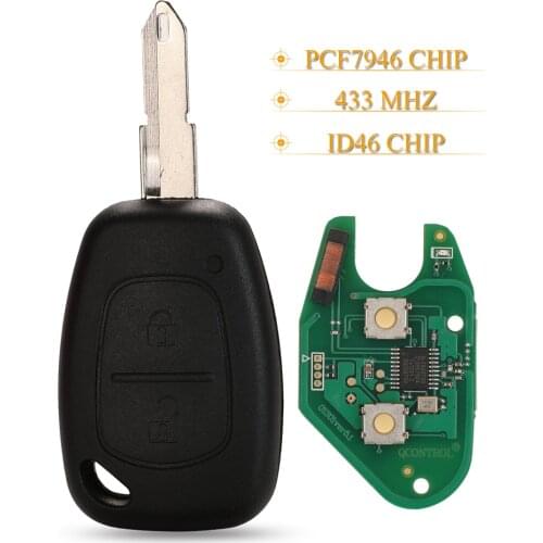 Kutery 2 Buttons Smart Remote Car Key Fob 433Mhz Id46 Pcf7946 Chip For Renault Traffic Master Vivaro Movano Kangoo