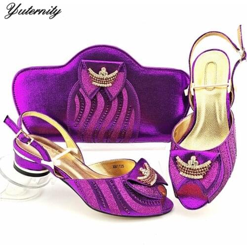 Summer African Woman PU Leather Shoes And Matching Bag Set Italian Pumps Shoes And Bag Set For Party In Women 7Colors