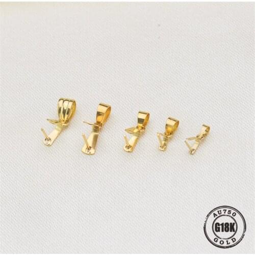 Hot Sell Solid 18k Yellow Gold Pendant Clip Clasp Pinch Clip Bail Pendant Connectors Bail Beads Jewelry Findings DIY Jewelry Acc