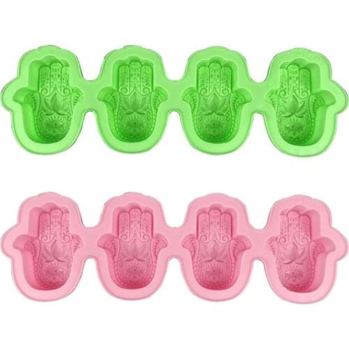 Lotus in the Palm Soap Mold Khamsah Hamsa Hand Epoxy Resin Silicone Mold Hand of Fatima Candle Resin Casting Molds Tools
