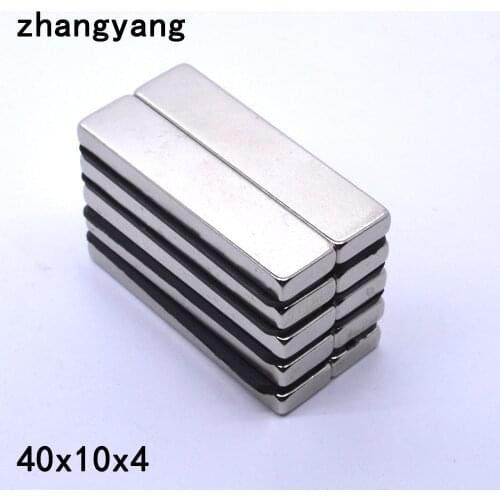 Free Shipping 20pcs 40 x 10 x 4 mm Big Strong Rectangle Block Bar Fridge Magnets Rare Earth Neodymium applicable to Car Audi