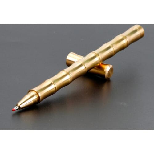 1Pcs Bamboo Section Removable Manual Brass Ballpoint Pen Classic Style Fine Thread Connection Carefully Polished Rollerball Pen
