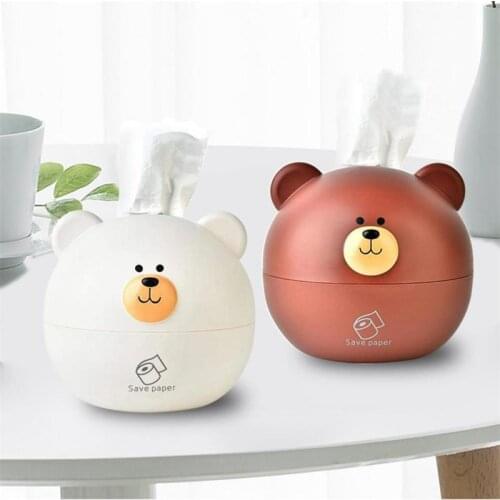 Cute Bear Tissue Box Nordic Roll Paper Storage Box Round Shaped Tissue Box Container Towel Napkin Tissue Holder For Living Room