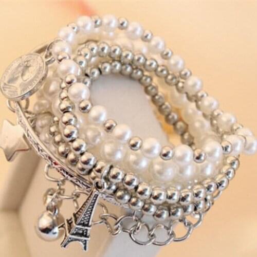 NEW Charm Bracelets For Women Jewelry Pyramid Multi-layer Pearl Bracelets & Bangles Vintage Pulseras Mujer Pulseiras Femme