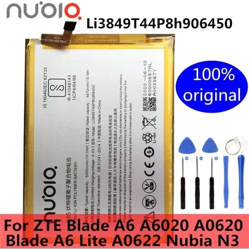 Nubia NEW Original 5000mAh Li3849T44P8h906450 Battery For ZTE Blade A6 A6020/ A6 Lite A0622 Smart Phone High quality battery