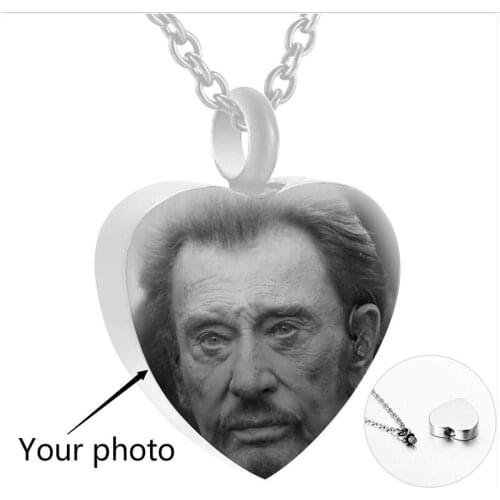 Personalized Customized Name Engraved Photo Ashes Necklaces Stainless Steel Heart Vintage Pendant Necklace Commemorative Jewelry