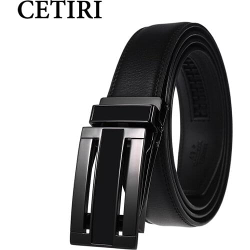 3.1cm Width Mens Genuine Leather Belt High Quality Automatic Buckle Belt Fashion Luxury Metal Buckle Cowhide Belt Black Brown