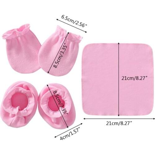 Baby Newborn Saliva Towel Gloves Foot Cover Set Soft Cotton Anti Scratch Mittens XXFE