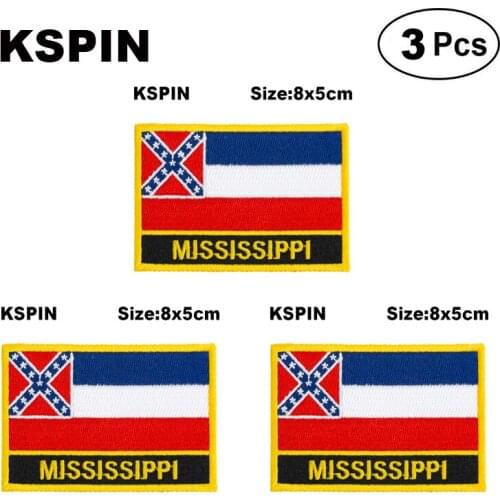U.S.A Mississippi Rectangular Shape Flag patches embroidered flag patches national flag patches for clothing DIY Decoration