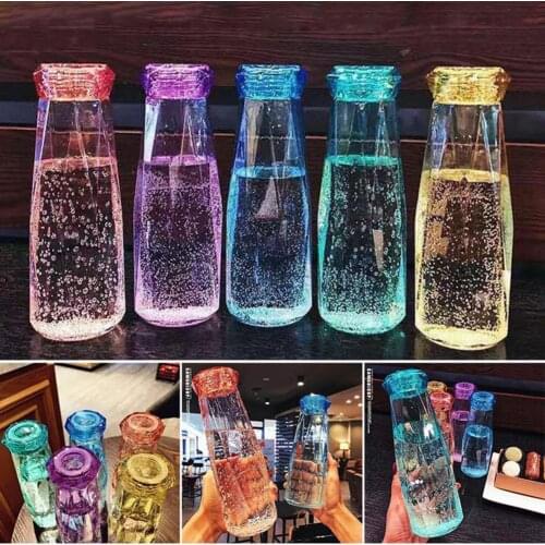 Crystal Glass Cup With Lid Glass Water Bottle Creative Rhombus Glass Cup Dazzling Diamond Glass Gift Cups couples mugs Drinkware