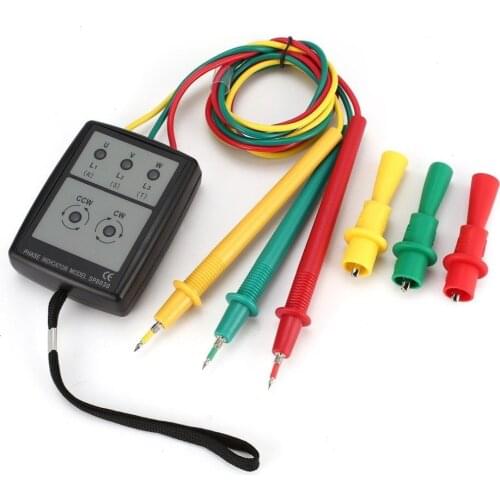Dropshipping SP8030 3 Phase Rotation Tester Digital Phase Indicator Detector LED Buzzer Phase Sequence Meter Voltage Tester