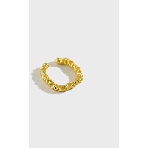 ONLY 1PC (No pierced) 10.3mm 18K Gold Authentic 925 Sterling silver White/ Gold spiral helical CLIP Earrings jEWELRY TLE1025