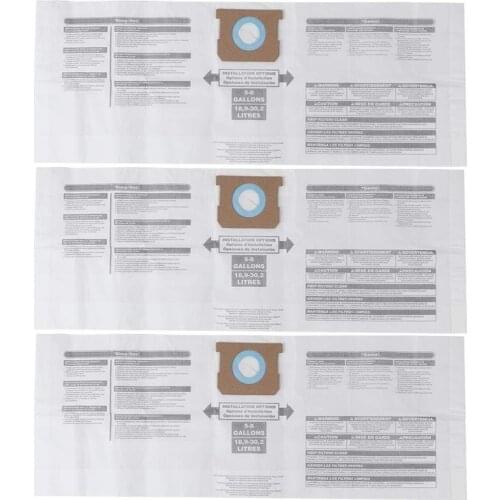 Universal Dry Dust Bag 5 to 8 Gallon Vacuum Cleaner Replacement Accessory Fit for Shop Vac 90661 906-61 9066100