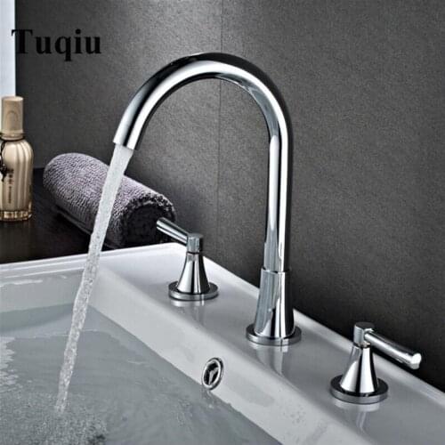 Vidric Basin Faucets Chrome Sink Mixer North American style Bathroom Sink Faucet widespread 3 Hole Bathroom basin Mixer