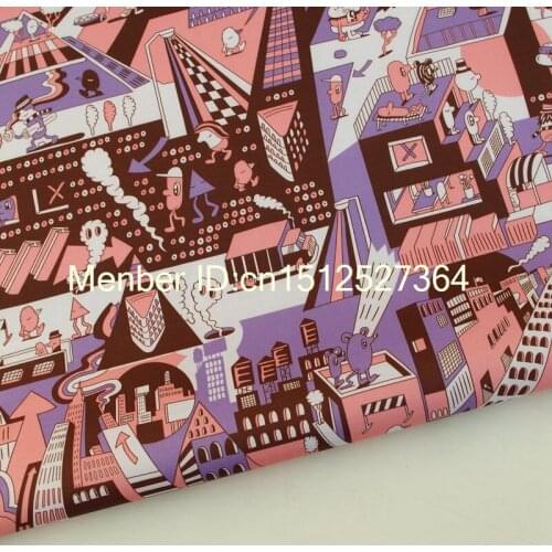 PVC coated waterproof fabric - Magic Castle - Flesh pink and Purple (WF111)