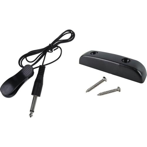 1 Pcs Guitar Acoustic Clip On Pickup Piezo Contact Microphone Black & 1 Pcs Thumb Rest Tug Bar Finger Pull