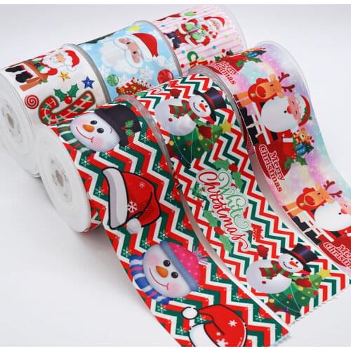 10 Yards Cartoon Ribbons Christmas Day Printed Grosgrain Ribbon For Hair Bows DIY Crafts Handmade Accessories 46820