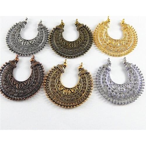 12piece Women Mix Alloy Vintage Bohemia Style Half Moon Shape Necklace Pendant 39*38mm Charms Jewelry Accessories Fine 52219
