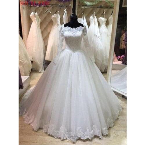 2020 Long Sleeve Wedding Dress Real Photo Corset Princess robe de mariee Illusion Back Custom Made Bridal Gowns Bride Dress