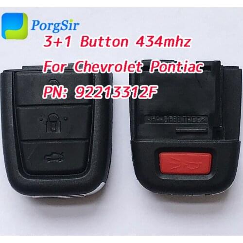3+1 4 Button 434 MHz Folding Remote Control Key for Chevrolet Pontiac Without Chip Without Logo PN: 92213312F