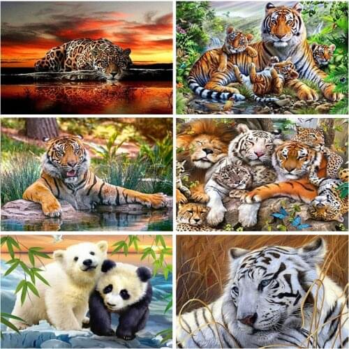 5D Diamond Painting Tiger Full Round Drill Diamond Embroidery Cross Stitch Rhinestones DIY Mosaic Handmade Gift