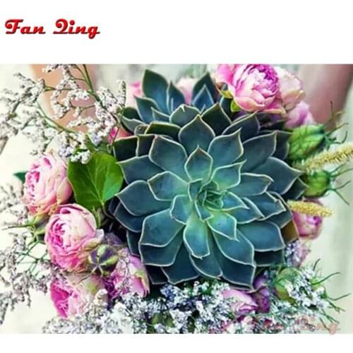 5D Diamond Painting Succulents Rose Flower Embroidery Full Square Round Rhinestone Mosaic Cross Stitch Handmade Home Decoration