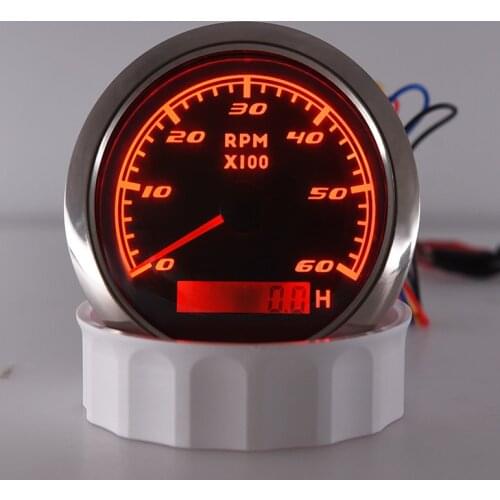 85mm Car Boat Marine Tacho Meter With LCD Hourmeter 6000 RPM Waterproof Boat Tachometer Red Backlight Motor Diesel Tachometer