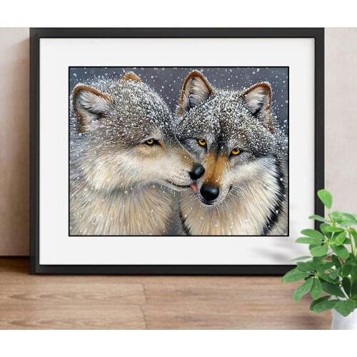 Diamond Embroidery Animal 5D DIY Diamond Painting Wolf Full Round Mosaic Home Decor Needlework Rhinestone Picture