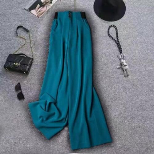 High-end ice silk large size wide-leg pants womens summer 2021 new Korean style thin high-waisted draped straight-leg pants