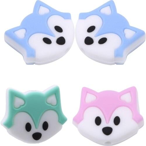 5Pcs/pack Fox Baby Teething Beads Cartoon Silicone Beads For Necklaces BPA Free Teether Toy Accessories Nursing DIY