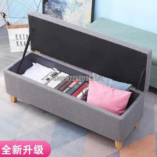 Household Multifunctional Shoe Changing Stool Living Room Sofa Storage Stool Bench Bedroom Bed End Stool Cloth Art Removable Was