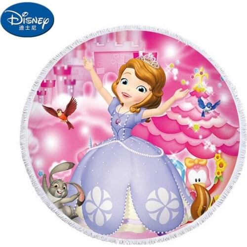 Disney Cartoon Minnie Mickey Sofia Stitch Soft Round Beach Towel Thin Blanket Bath Towels Yoga Mat Women Girls Microfiber gifts