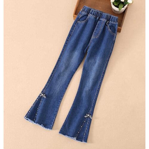 Girls' Jeans Spring Autumn Clothes 2021 New Korean Version Of Fashion Wide-Legged Big Kind Pants ChildrenS Flared Casual