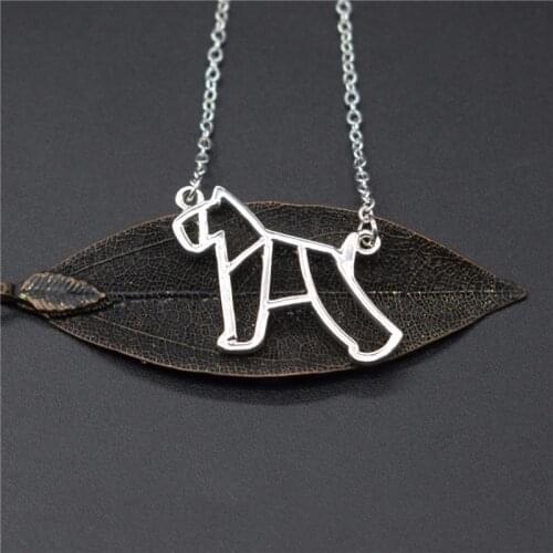 Elfin Trendy Origami Miniature Schnauzer Necklaces Geometric Jewellery Origami Schnauzer Pendant Necklaces Women Men Jewellery