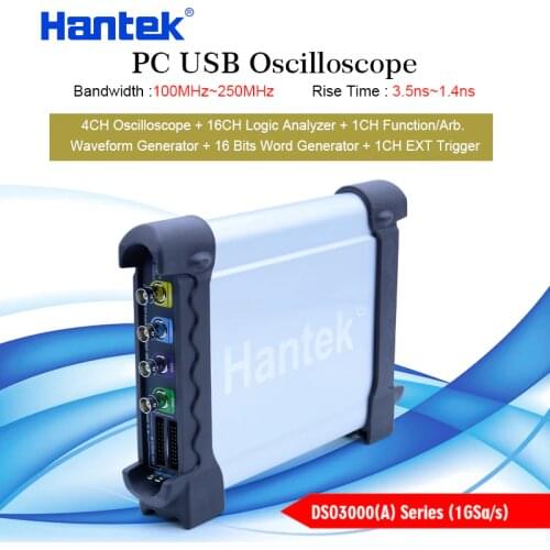 Hantek Digital Oscilloscope USB PC Based Automotive Osciloscopio Portable 100-250Mhz 1GSa/s Logic Analyzer+Signal Generator
