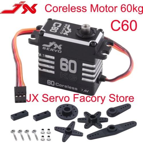 JX SERVO C60 60KG High Torque Full Metal Case Coreless Motor High Pressure Metal Gear Servo for RC Car Boat Helicopter Parts