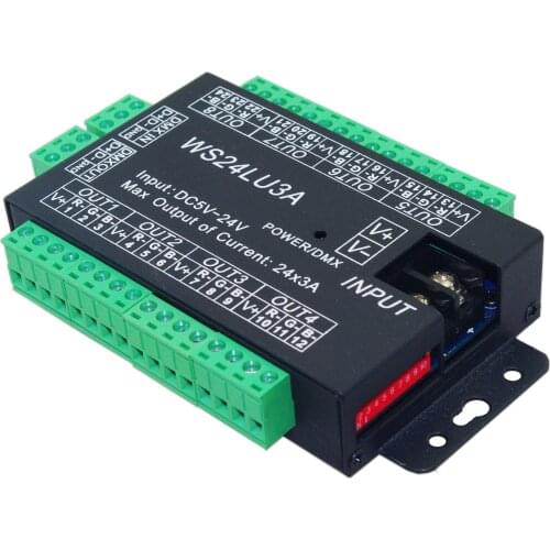 24CH DMX 512 Controller 24 Channel Decoder RGB DLE Strip Module 5-24V LED Decoder Constant Voltage Common Anode WS24LU3A