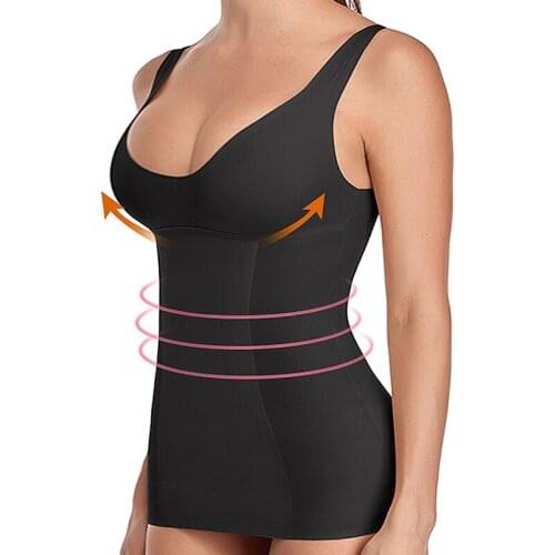 Womens Tummy Control Shapewear Camisole Tank Tops Seamless Body Shaper Waist Trainer Corsets Compression Top