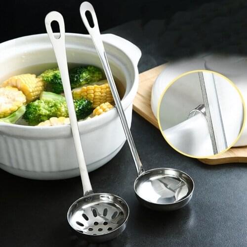 Stainless Steel Kitchen Ladle Creative Slotted Ladle Spoon Soup Ladle Long Handle Separate Spoon Cooking Colander Tableware