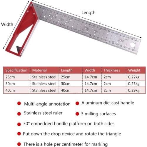 M4YC 45/90° 25cm/30cm/40cm L Square Stainless Steel Marking Gauge Right Angle Ruler for Woodworking Carpenter Tools