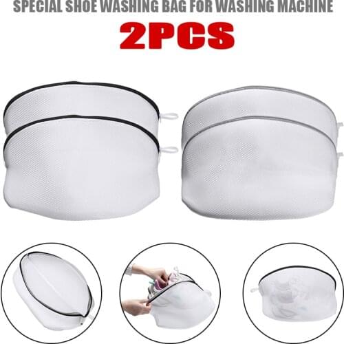 2Pcs Shoes Washing Bags With Locking Zipper For Shoes Underwear Socks Clothes Mesh Laundry Bags Anti-deformation