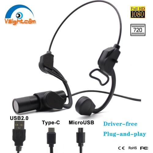 Mini Bullet Camera With Headset Bracket OTG Android Smartphone Device USB Camera Webcam For Helmet Police Webcast