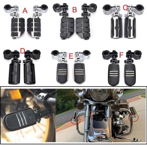 Motorcycle Adjustable Highway Peg Mounting Kit with Footpeg Foot Rest Replace For Harley 1-1/4" Front Engine Guard Frame Tube