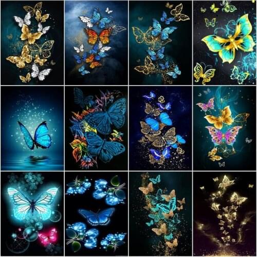 CHENISTORY Paint By Number Butterfly Animal Drawing On Canvas Gift Diy Pictures By Numbers Kits Hand Painted Painting Art Home D