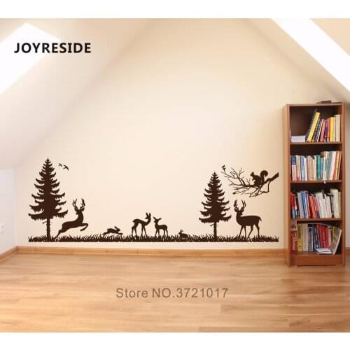 JOYRESIDE Wall Decal Vinyl Sticker Woodland Forest Animal Bambi Antelope Boys Kids Bedroom Decoration Mural Design XY026