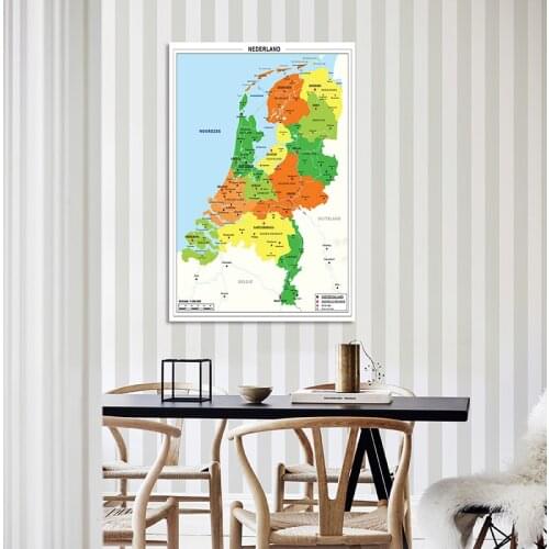 Wall Poster Netherlands Map Dutch Series 100*150cm Non-woven Decorative Painting Office Decor for School Supplies