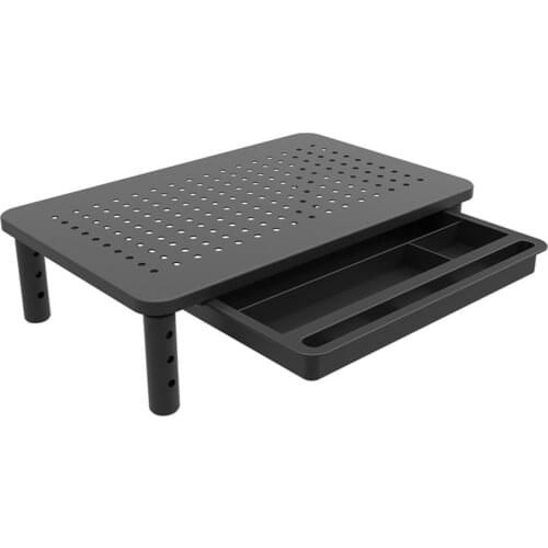 Desktop Laptop Computer Holder Save Space Monitor Stand Riser Height Adjustable With Drawer Non-Slip Universal Iron Office Home