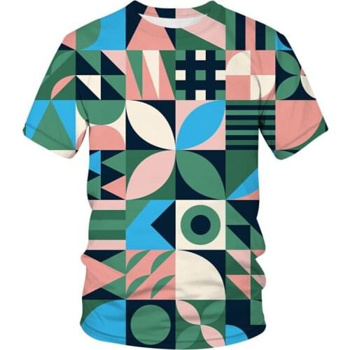 2021 summer new 3D Abstract pattern short-sleeved Geometry T-shirt for men and women funny hip-hop casual t shirt brand clothes